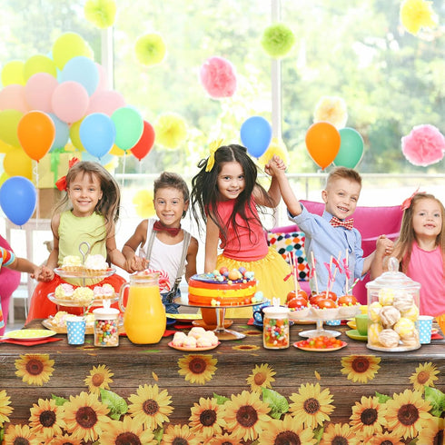 Breling Sunflower Tablecloth Decorations, Plastic Sunflower Picnic Table Cover for Birthday Baby Shower Party Supplies