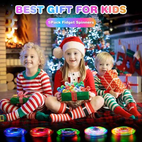 FIGROL 5 Pack LED Light Up Fidget Spinners, Party Favors and Classroom Prizes