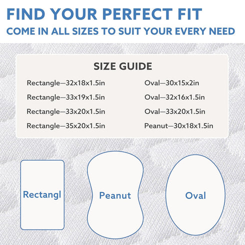 33"x20" Pro Goleem Baby Bassinet Mattress Pad Oval, Waterproof Soft Cover Gel Memory Foam, Dual Side Cradle Mattress