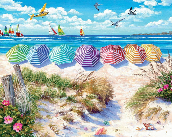 White Mountain 1000 Piece Jigsaw Puzzle Fun Summer Beach Puzzles with Large