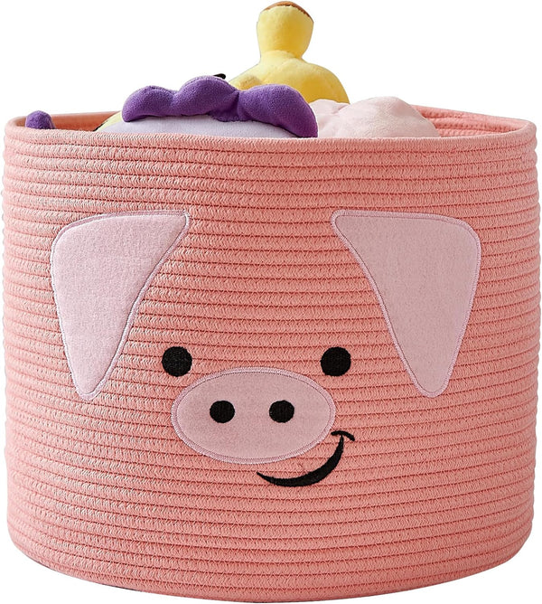 OMERAI Animal Baskets Cotton Rope Woven Storage Basket for Toys Blankets Laundry