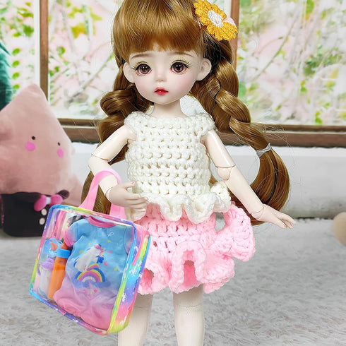 Toyvian Doll Tote Bag Kids Travel Accessories Girl Tote Bag Dolls Changing Bag Cartoon Hand Bag Tote Bag for Doll Clothes Doll Supply Child Travel Bag Baby Clothes Doll Costume Bag