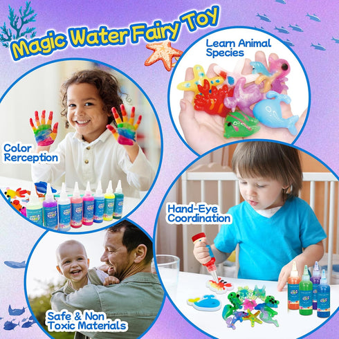 116PCS Set 18 100ml 150+ Magic Glow-in-The-Dark Gel Water Fairy Toy, Aqua DIY Elf with Shape Molds, Gels, Water Squishy
