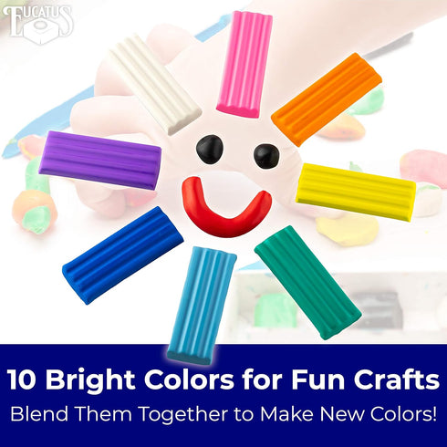 Extra Soft, Endlessly Reusable Kids Modeling Clay, 10 Pk. Non-Toxic, Rainbow Color Play Dough Blocks for Creative Fun
