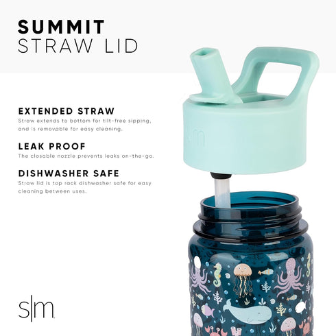 Simple Modern Kids Water Bottle, BPA-Free Tritan Cup with Leak Proof Straw Lid, 12oz, Dinosaur Roar