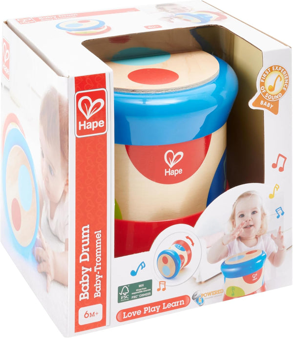 Hape Baby Drum - Colourful Rolling Drum Musical Instrument Toy for Toddlers, Rhythm & Sound Learning, Battery Powered