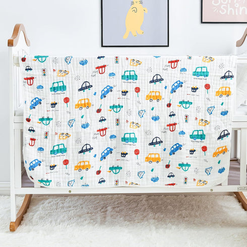 Cozy 6-Layer 43x43 Inch Luxury Muslin Baby Blanket, Swaddle, Cotton Receiving Blanket for Newborn Infant, Lightweight