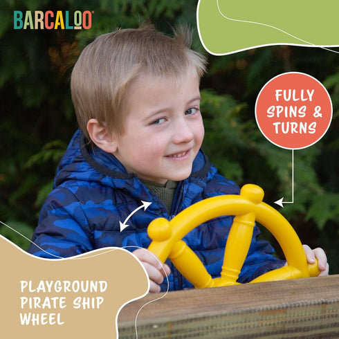 Barcaloo Kids Playground Pirate Ship Wheel - Yellow Steering Wheel for Swing Set, Toddler Playset