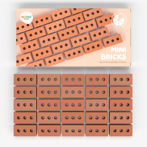 Inspire My Play 25 Mini Silicone Building Bricks for Construction Play Bin