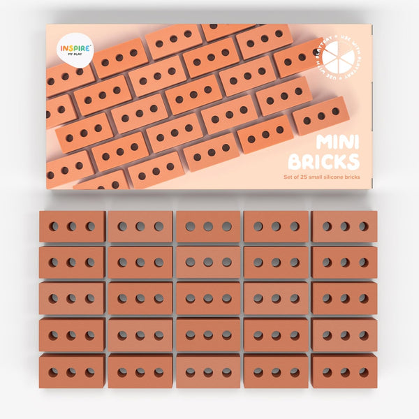 Inspire My Play 25 Mini Silicone Building Bricks for Construction Play Bin