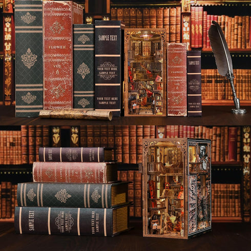 MiniCity Book Nook Kit, DIY Miniature House Dollhouse Kit for Adults and Teens, Booknook Tiny House Bookshelf Decor