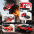 3 4 5 6+ Fire Rescue Semi Trailer Truck Toy, Large Flatbed Truck Carrier with Rescue Vehicle and Helicopter, Lights