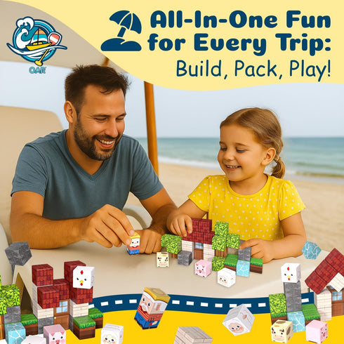 OAR Set 35PCS 38 Magnetic Building Blocks for Kids, Mini Travel Magnetic Blocks with Portable Iron Storage Box, STEM
