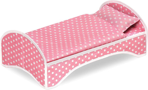 Badger Basket 3-in-1 Doll Trolley Travel Carrier with Rocking Bed and Bedding for 18 inch Dolls - Pink/Polka Dot