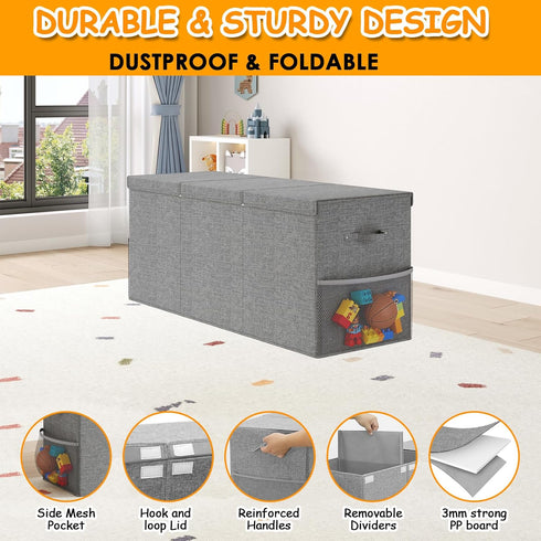Fineonly (40" x14" x16") Extra Large Toy Box Chest with Lid, Kids Toy Storage Organizer for Boys Girls, Big Toy Bin