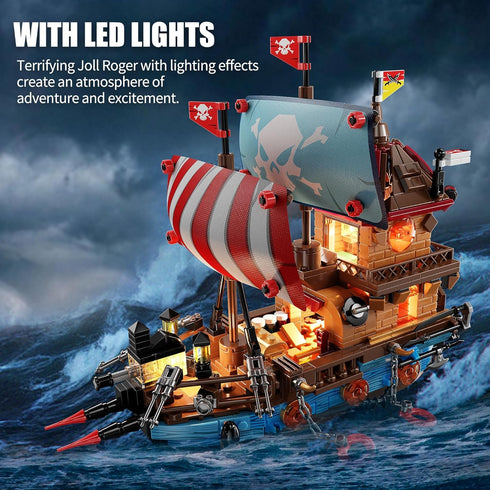 TYCOLE (916 8-12 Pirate Ship Building Kit Pcs) with LED Lights - Standard Brick - Compatible Creative Pirate Toy Model