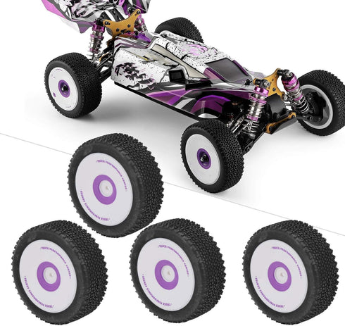 VGEBY 4Pcs Rubber RC Tires, 1/12 Scale Front Rear Wheels and Tires Set for WLtoys 124019 Remote Control Cars