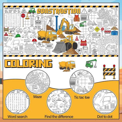 Construction Giant Coloring Poster for Kids Large Coloring Tablecloth Big Paper Sheets Page Dump Truck Table Cloth DIY