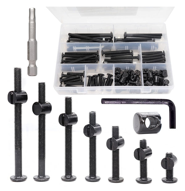 cSeao 100pcs M6 Baby Bed Crib Screws Black Hex Socket Cap Barrel Screws