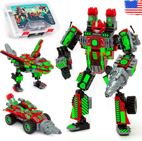 JITTERYGIT Mech Building Robot Glow in The Dark Action Figure Toy Set, Cool Space Super Hero Gift for Boys, Girls, Teen