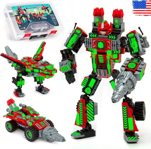 JITTERYGIT Mech Building Robot Glow in The Dark Action Figure Toy Set, Cool Space Super Hero Gift for Boys, Girls, Teen
