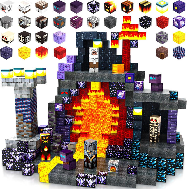 SHXYKZ 150 PCS Magnetic Blocks Toys for Kids, Dungeon-Themed Building Blocks, Stacking Magnets,