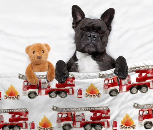Fire Truck Fireman Baby Blanket, Super Soft Swaddle Cozy Receiving Blanket for Crib 40x30 in