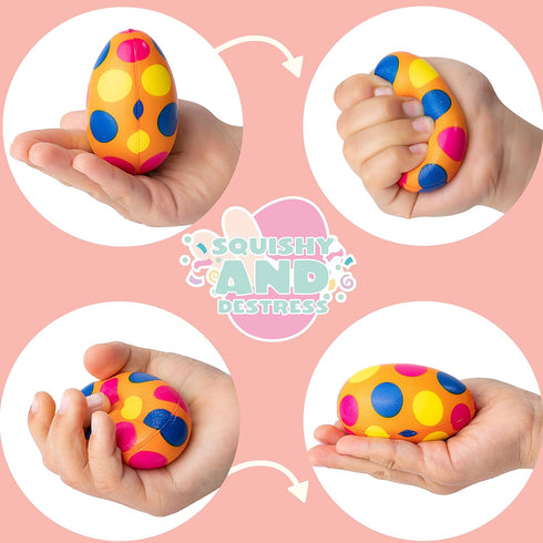 24 JOYIN PCS Easter Eggs Colorful and Squishy Toy, Slow Rising Stress Relief Fidget Toy Squeeze Easter Eggs, Basket