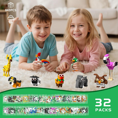 EITOLNR 32 Packs Sets 8-12 Party Favors Building Block for Kids,Mini Animal Building Toys for Classroom Prizes,Goodie