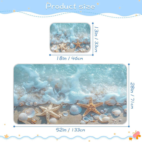 Burbuja 28x52 Baby Cooling Mat Seashells at Beach Bed Pad Ice Silk Cool Mat for Crib Mattress, Sleeping Pad