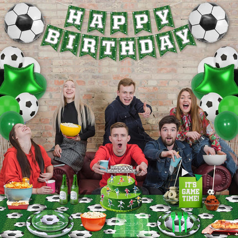 160 Packs Soccer Party Supplies, Boys Sports Theme Birthday Decor, Soccer Plates, Ball Theme Napkins, Serves 40