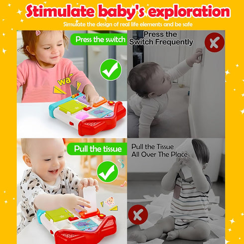 1 12-18 1 Baby Busy Board for Year Old, Musical Montessori House Busy Board with Light & Music, Toddler Activity Toy