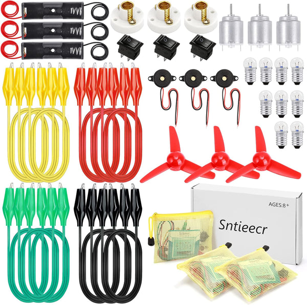 Sntieecr 3 Pack 42 PCS Electric Circuit Motor Kit - Educational Montessori Learning Kit for Kids DIY STEM