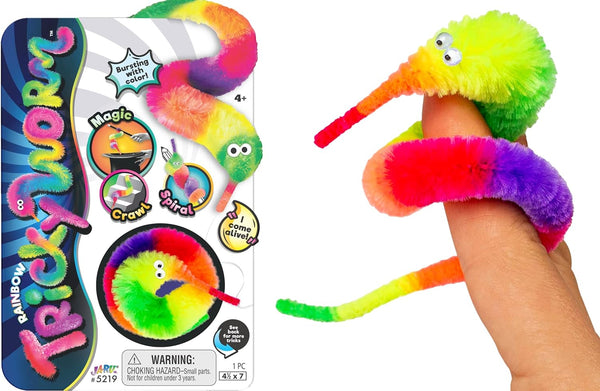 JA-RU Fuzzy Worm Fidget Toy with String Attached (1 Pack) Fun Magic