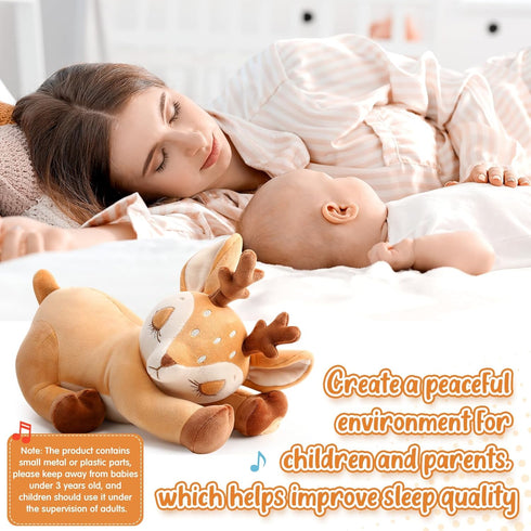 HyDren Breathing Stuffed Animal Soothing Deer Anxiety Stuffed Animal, Soft Anxiety Plush Toys with Music Lights