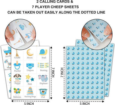 Gender Reveal Bingo Cards - Blue Baby Shower Game for 24 Players at Gender Reveal Parties