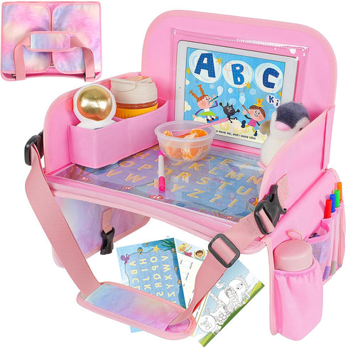 MENZOKE Kids Travel Tray, Car Seat Table Tray, Road Trip Essentials with