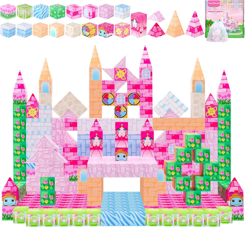 SeedYond Magnetic Block-122PCS Magnetic Building Blocks Magnet Cube Sets,Castles Building Toys for Kids