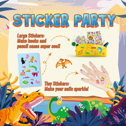3200+ Stickers for Kids, 3D Puffy Stickers, 64 Different Sheets, Cute Animals for Boys Girls Teachers