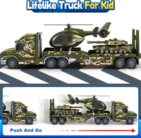 3 4 5 6 3 1 SpringFlower Army Truck Boy Toys, Vehicle Car Toy Brithday Gifts, in Extra Large Transport Truck