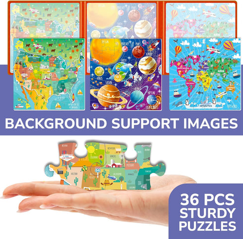 QUOKKA Magnetic Puzzles for Kids 4-6, 36 Pcs Travel Games for Ages 3-5, Learning Magnet Gift for Road Trip