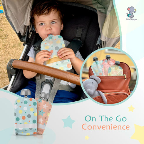 Little Whispers 10 Pack LittleWhispers Reusable Baby Food Pouches - Refillable with Applesauce, Yogurt, Fruit Puree