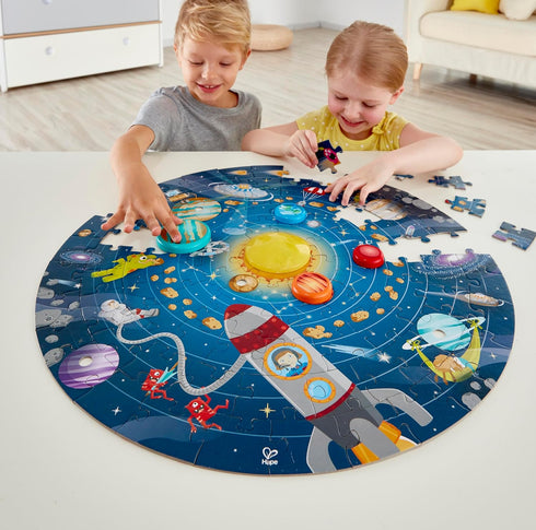 Hape Solar System Puzzle with Glowing LED Sun for Kids