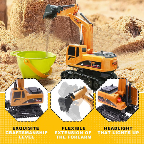 Construction Excavator Toy - Remote Control Hydraulic Digger Truck for Kids 6-9 Years Old