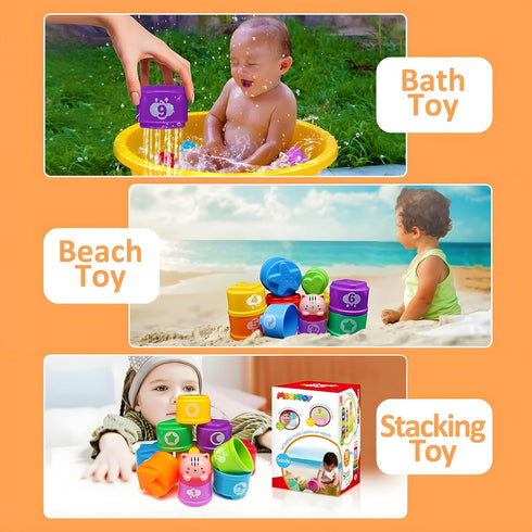 6 10 12 18 1 6-12 1 2 3 MOONTOY Stacking Cups Baby Toys Months, Montessori Toys for Year Old Toddler Learning Toy