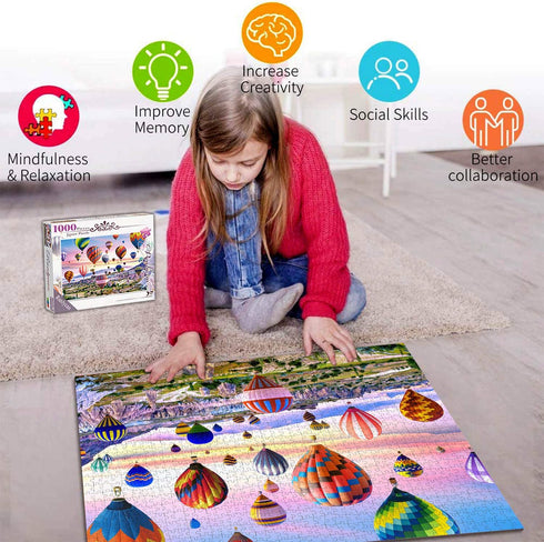 Puzzles for Adults 1000 Piece - Hot Air Balloons Landscape Style Jigsaw Puzzle Game, Toys Gift