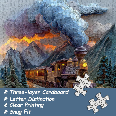 PICKFORU 1000 Sunset Train Book Puzzles for Adults Pieces, Fantasy Nature Landscape Aesthetic Art Jigsaw Puzzles