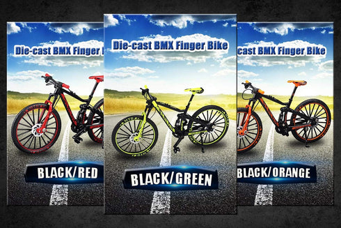 YEIBOBO Alloy Mini Downhill Mountain Bike Toy, Die-cast BMX Finger Bike Model (Black/Red)