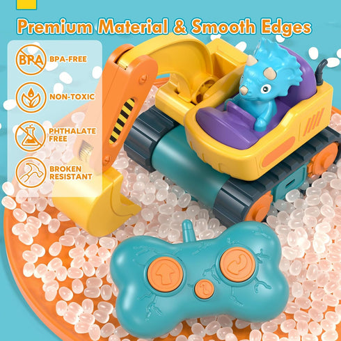 Lehoo Castle Remote Control Car for Toddlers, Rechargeable Excavator Toys for Boys Age 3-5