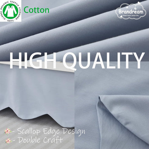 Brandream Scallop Edge Cotton Crib Skirt, Baby Boy Girl Gender Neutral Crib Skirt Toddler Bedskirt Farmhouse Chic